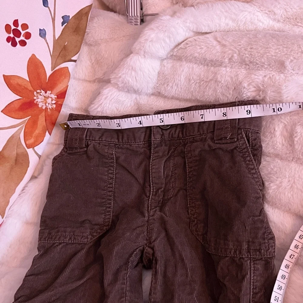 Y2K Old Navy Girls 3T Brown Grandpa Core Bubble Button Hem Corduroy Cargo Pants